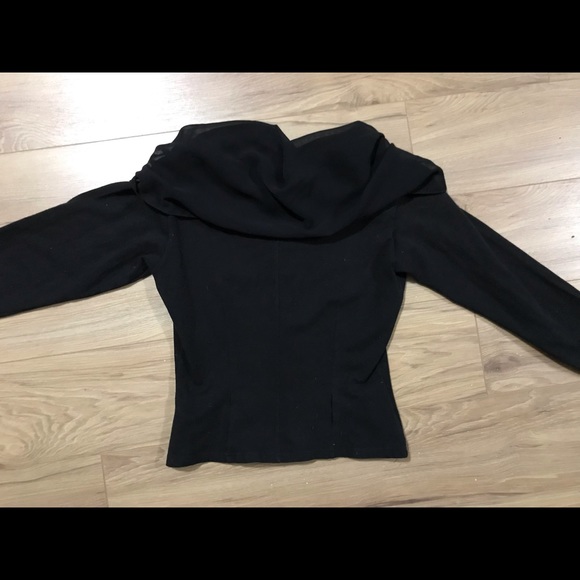 ENC women’s size small black crop top with button and chiffon detail - Picture 4 of 5